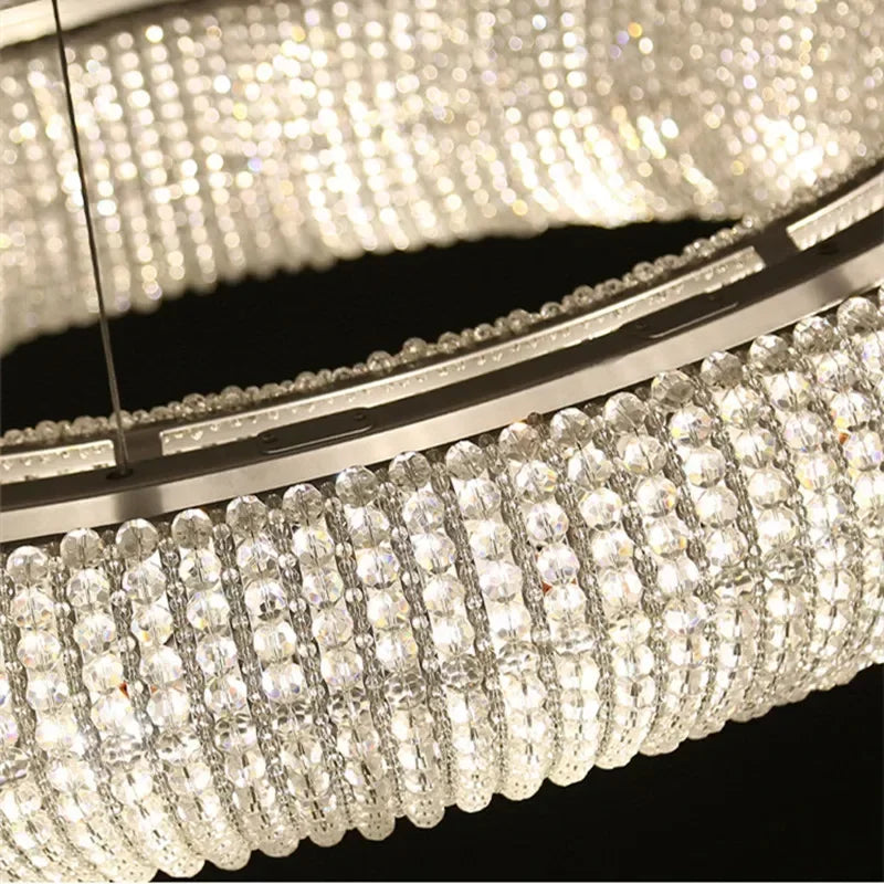 American K9 Crystal E14 LED Pendant Light Loft Round Iron