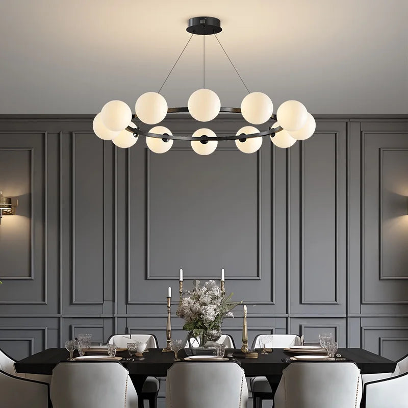 Nordic Glass Globes LED Chandelier Foyer G9 Pendant