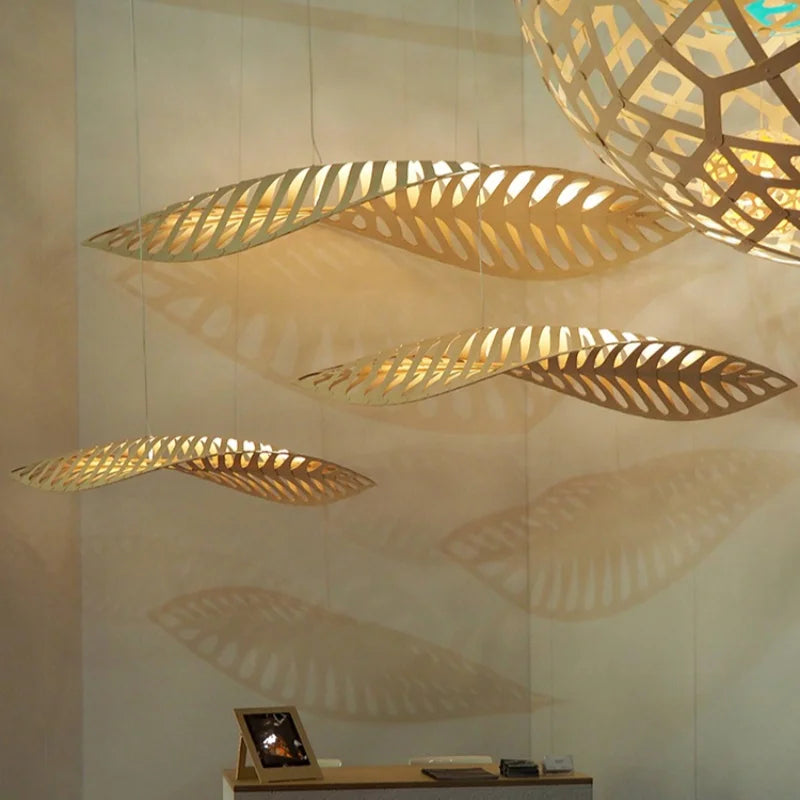 Nordic Wood Fish Bone LED Pendant