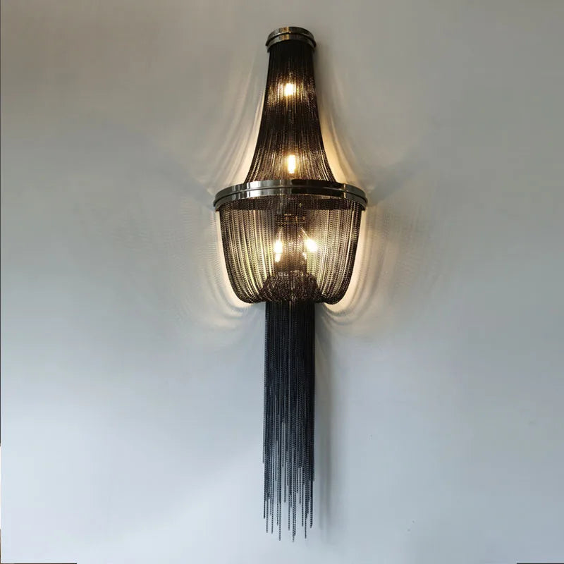 Italian Tassels Wall Lamp Aluminum Chain Light Loft Mid