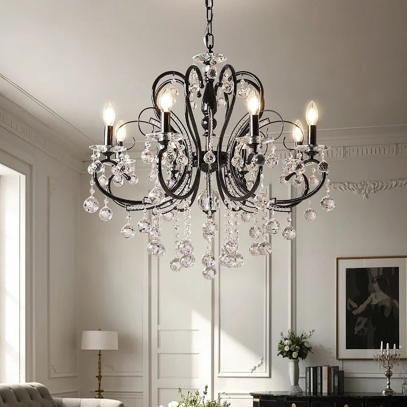 American Black Iron E14 Candle LED Chandelier