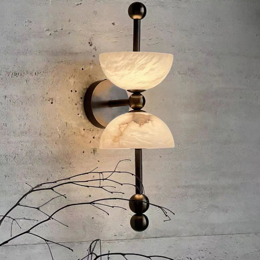 Natural Marble LED Wall Light Black Gold Copper