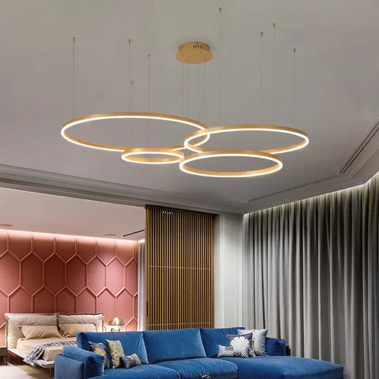 LED Pendant Chandelier Home Lighting Brushed Circle Rings