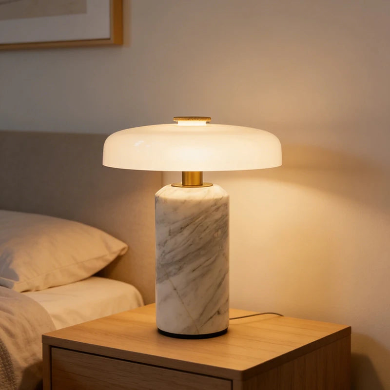 Natural White Marble Table Lamp Atmosphere Home Glass