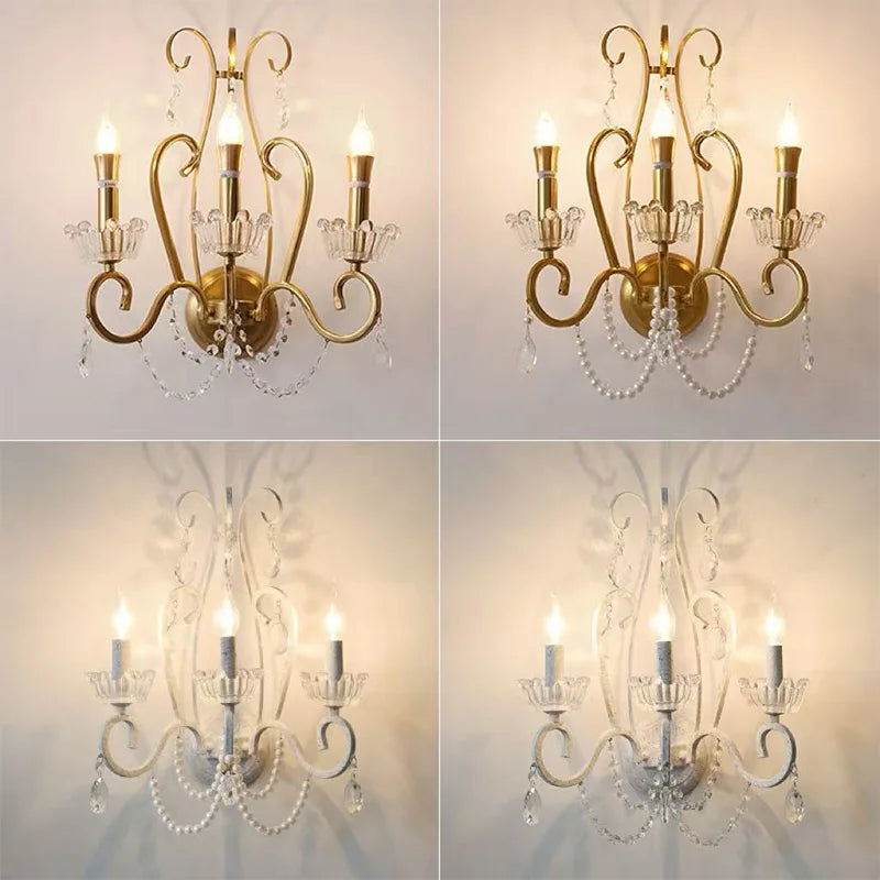 American Retro E14 LED Chandelier Pastoral White Metal