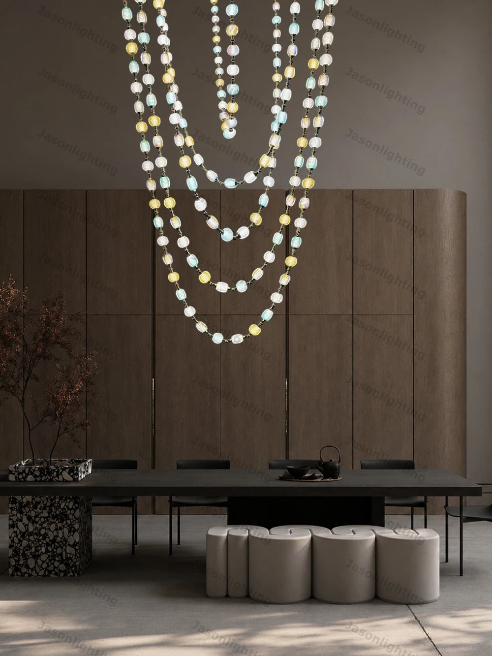Colorized DIY Glass Long Strap High Ceiling Gold Chrome