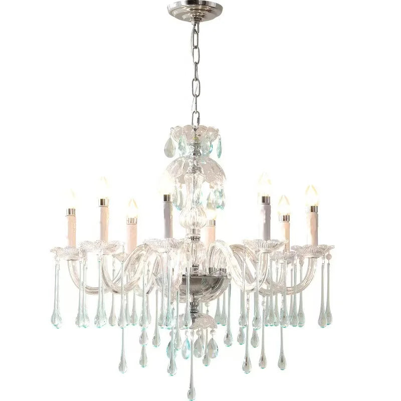 European Candle E14 Chandelier Living Room Crystal