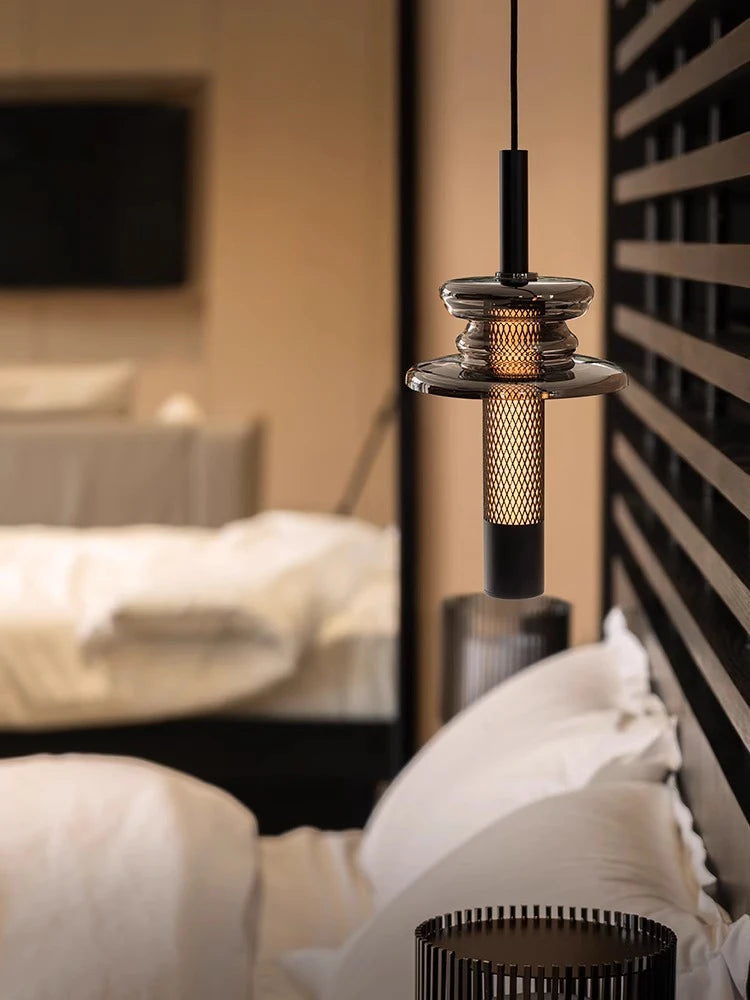 Nordic LED Pendant Light Bedroom Bedside Glass