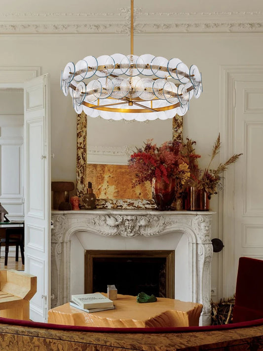 Postmodern Glass Art Dimmable LED Round Straight Chrome Gold