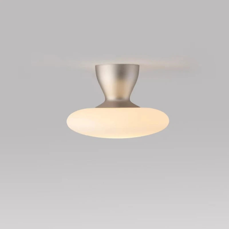 Silver Metal White Glass Ceiling Light G4 Bulb