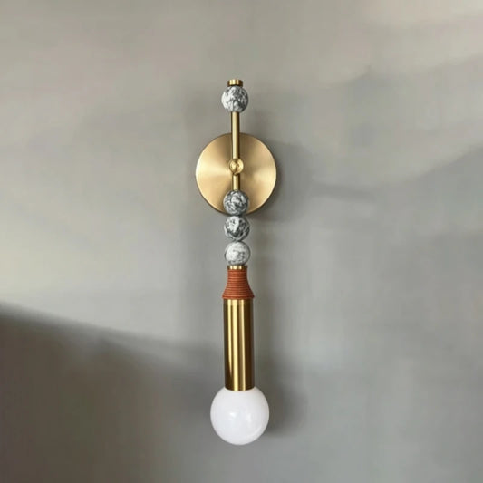 Creative Gold Copper Wall Light Real Marble Ball E27 Bulb