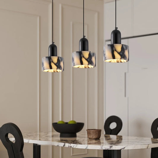 Art Pendant Light Natural Stone Marble E27 Bulb