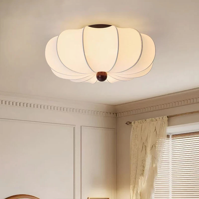 Silk LED Ceiling Lamp Bedroom Romantic White Chandelier