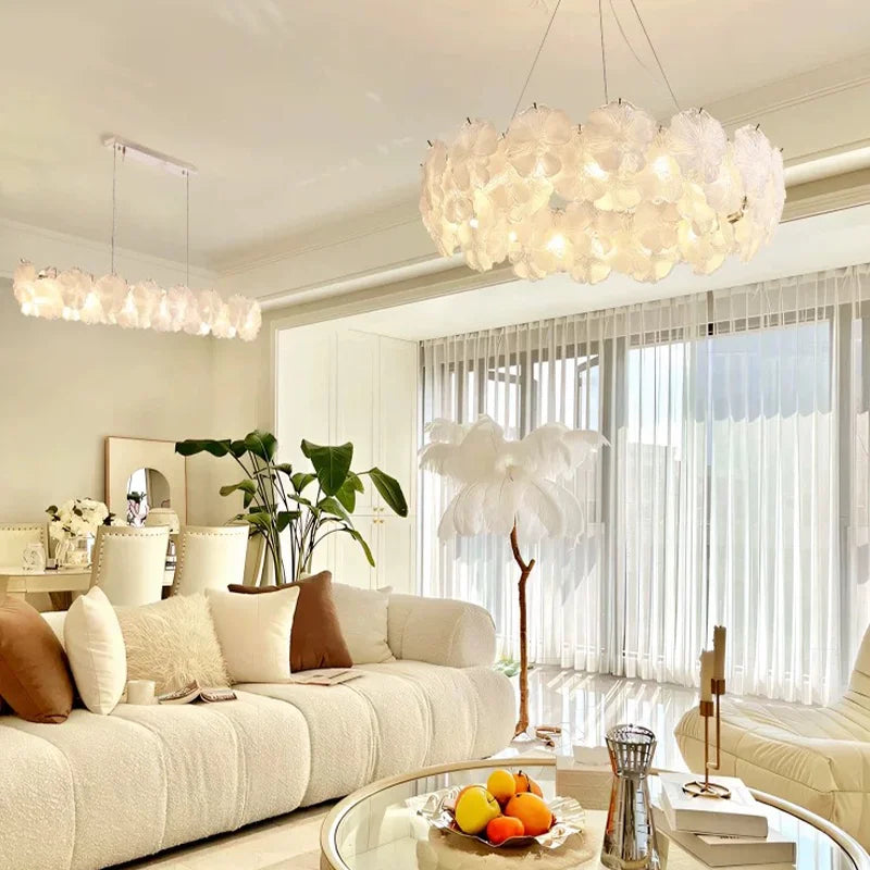 Flower Glass E14 LED Pendant Lights Living Room Luminaires