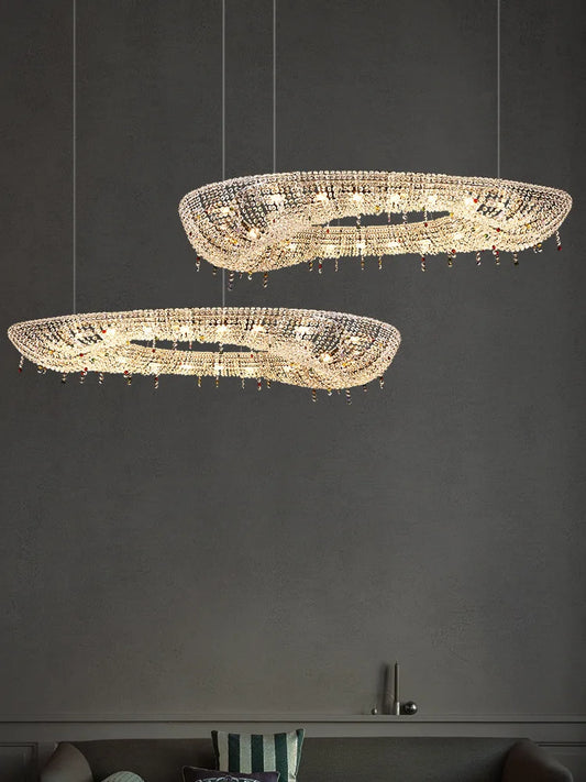 Postmodern K9 Crystal Series Dimmable LED Round Oval Chrome