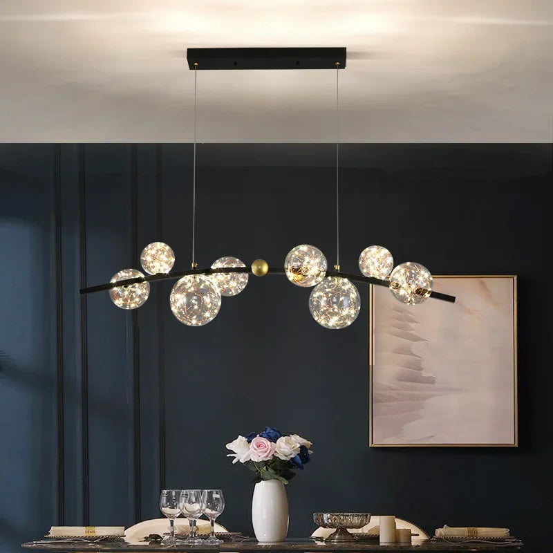 Dining Room LED Dimmable Pendant Lights Straight Metal
