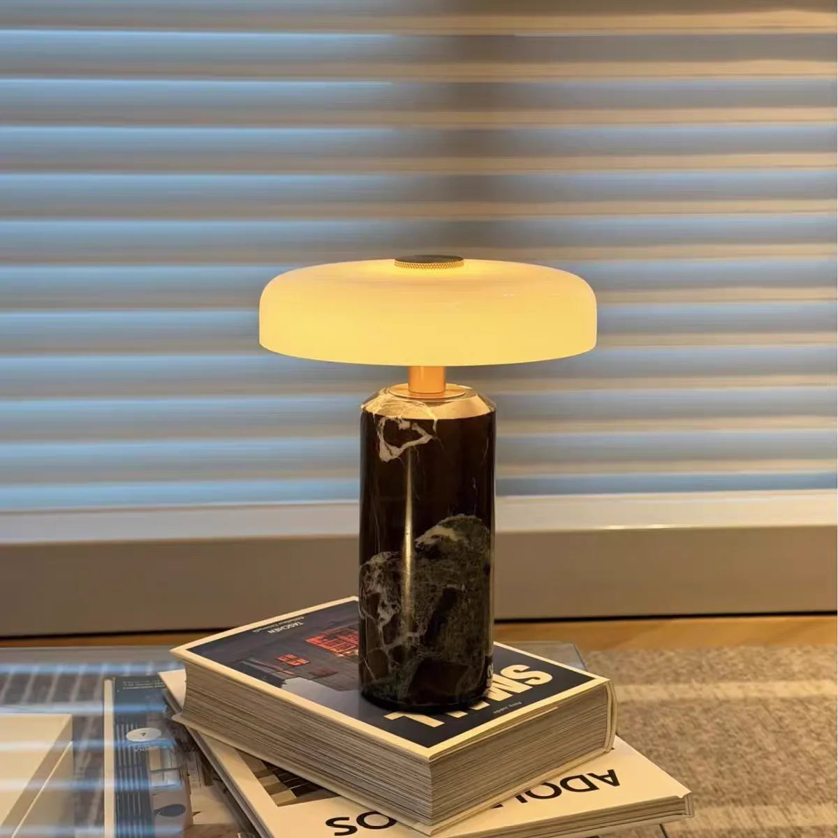 Natural White Marble Table Lamp Atmosphere Home Glass