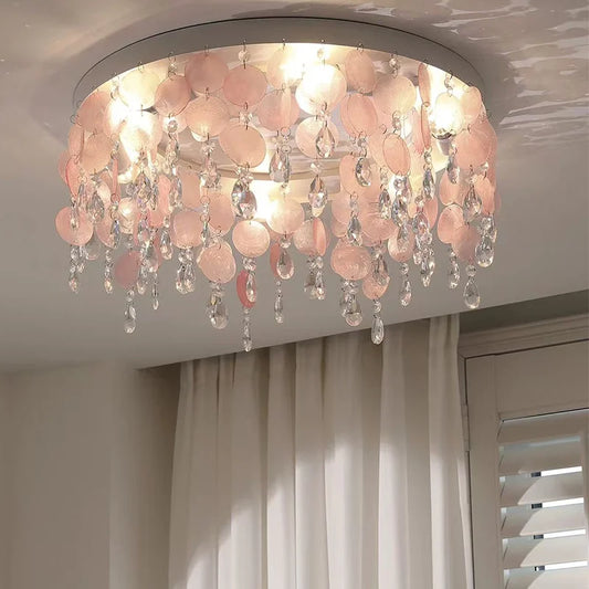 French Children's Room Shell E14 LED Ceiling Lamp Crystal