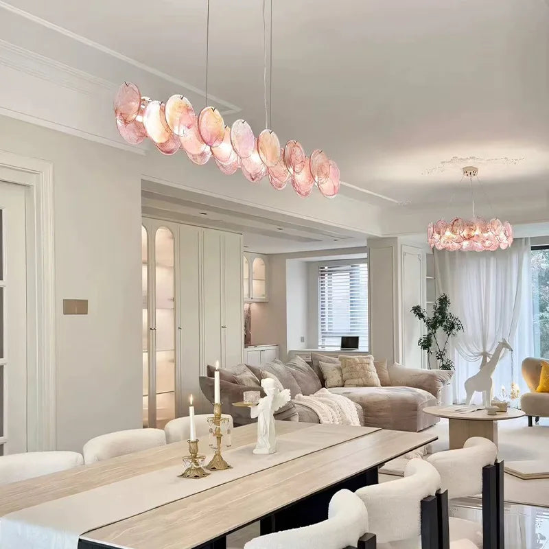 Colorful Glass LED Pendant Lights French Living Room E14
