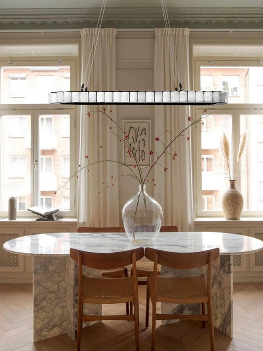 Dinning Room LED Oval Alabaster Pendant Light Crafted From