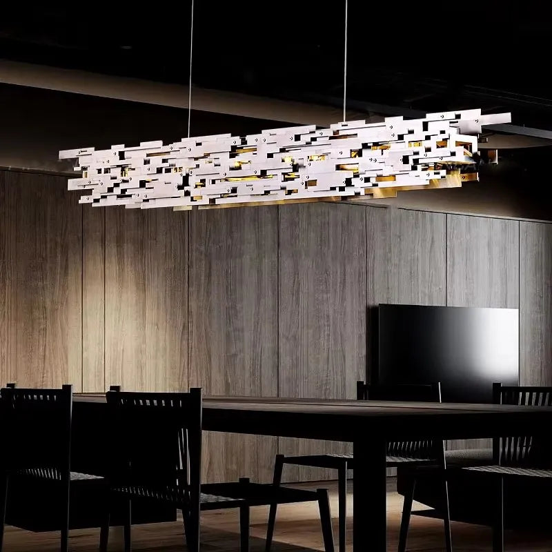 Postmodern LED Chandelier Dining Room Island Chrome