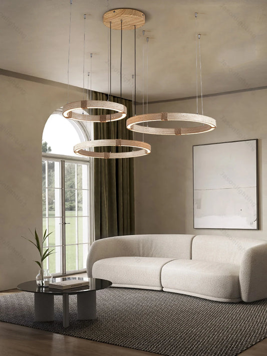 Elevate Living Room Natural Stone Ring Chandeliers