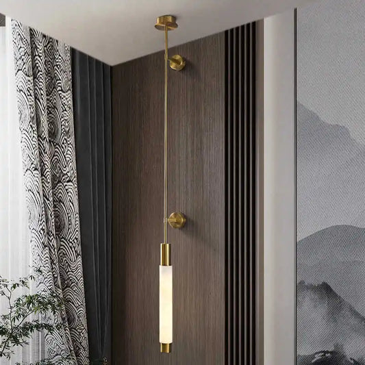 Simple Natural White Marble Wall Light Copper
