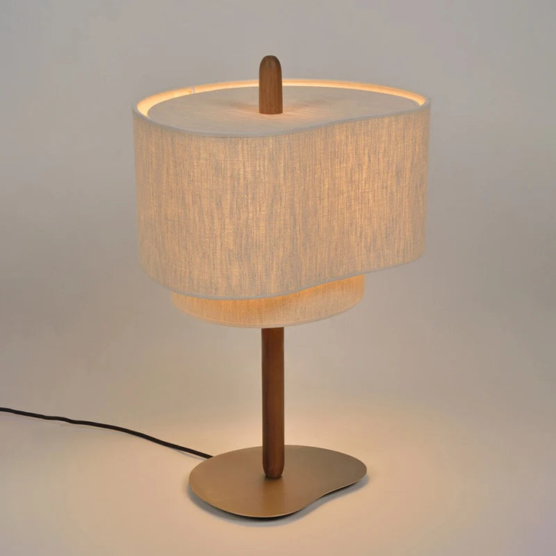 Japanese Wabi Sabi LED Floor Lamp Fabric Shade