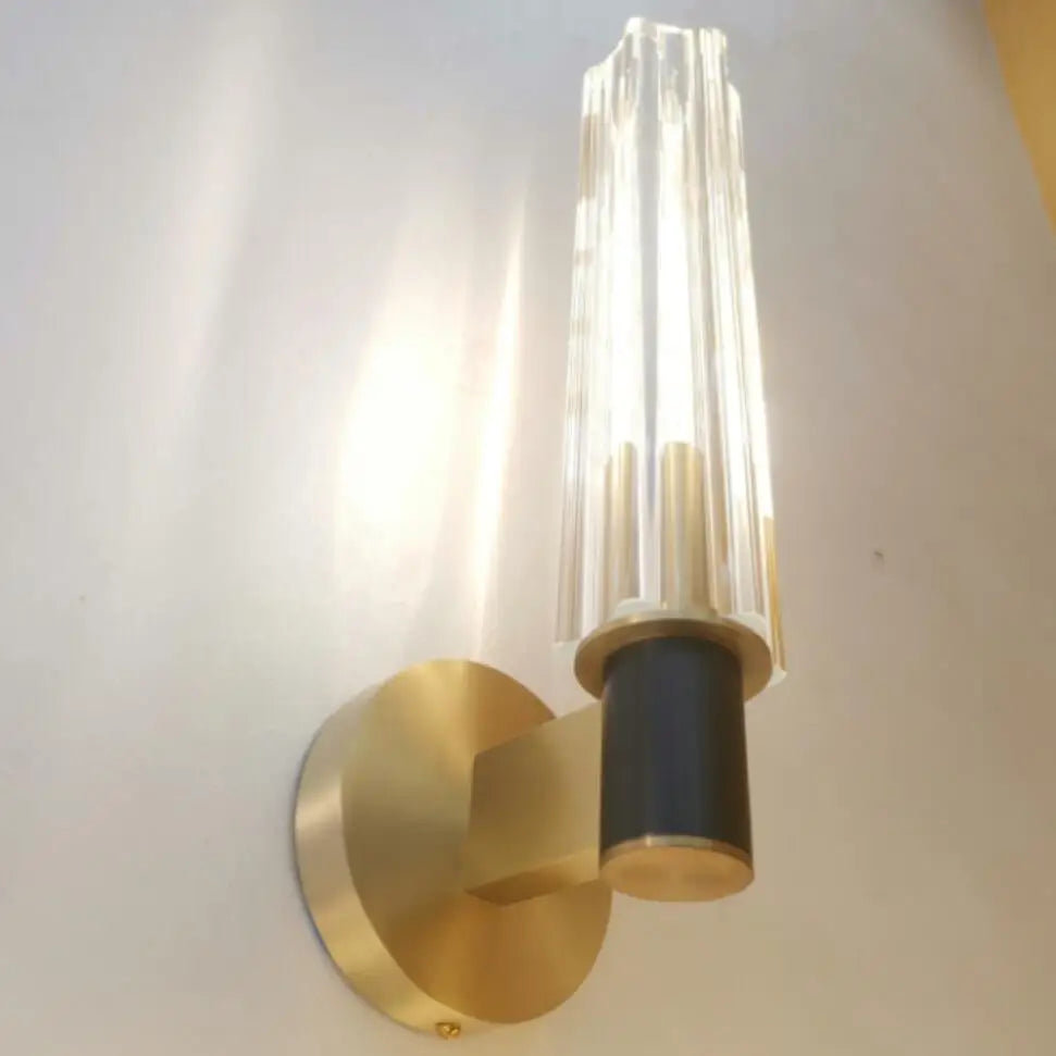 Clear Crystal LED Wall Sconces Brass