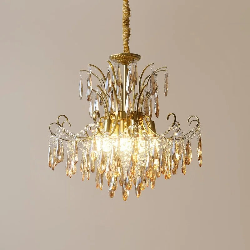 French Royal Crystal E14 LED Pendant Lights Bedroom Romantic