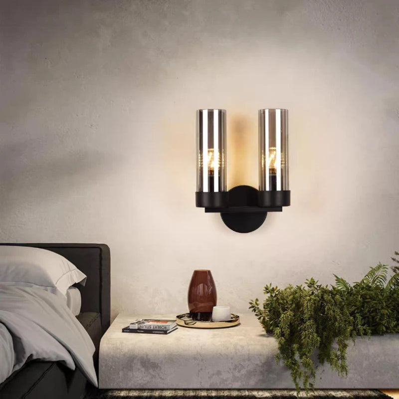 Clear Grey Glass Wall Light Indoor