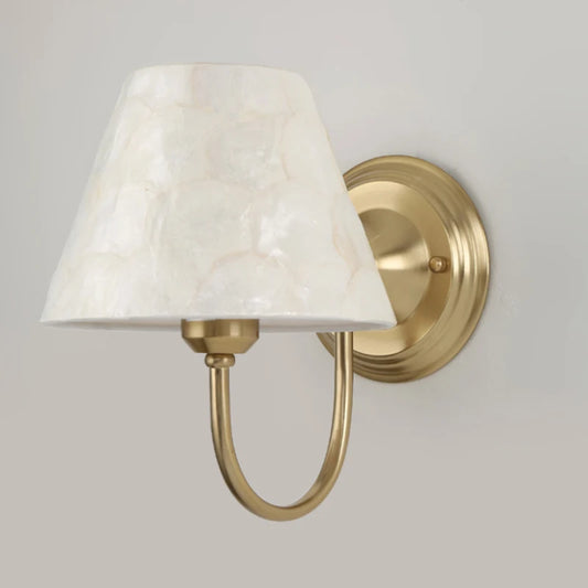 Shell Lampshade Wall Lamp E27 Bulb Black Gold Metal