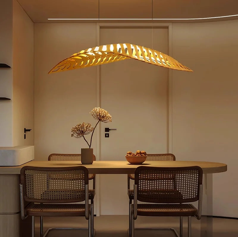 Nordic Wood Fish Bone LED Pendant
