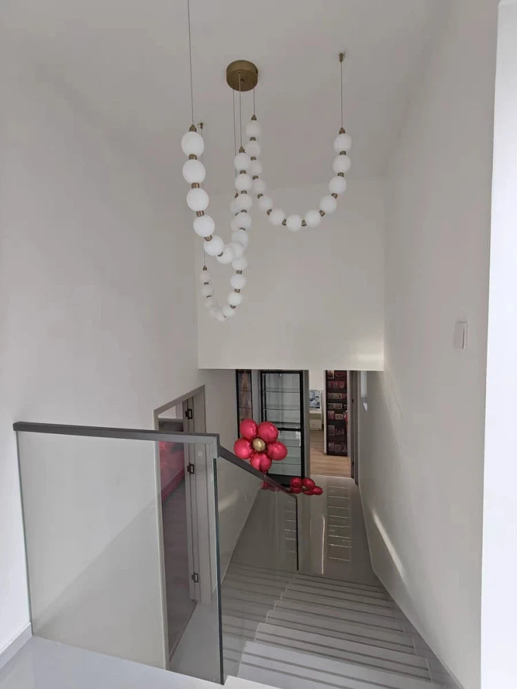 White Acrylic LED Chandelier Gold Aluminium