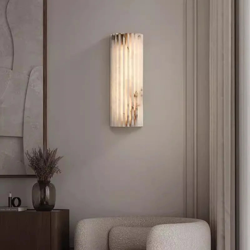 Creative Real Marble LED Wall Lamp Art Deco Room Sconce