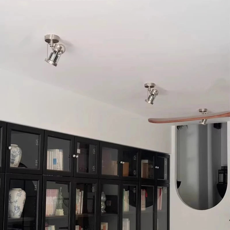 American Vintage Wall Light GU10 Bulb Silver Metal Rotatable