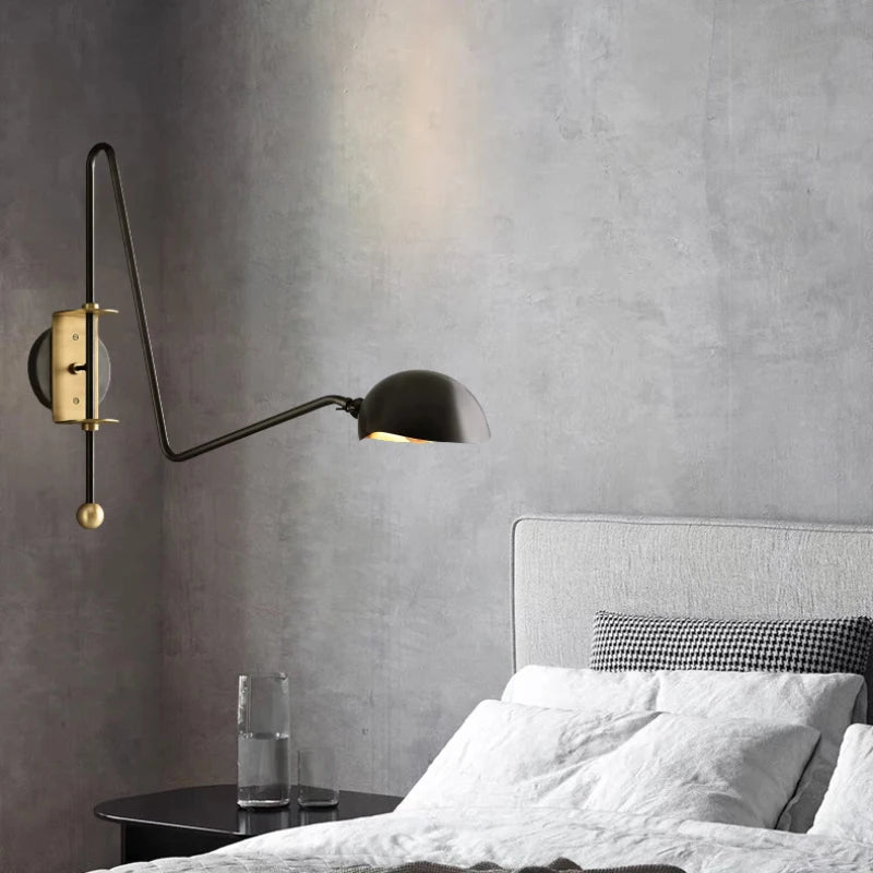American Copper Wall Light Gold Black Plug Adapter