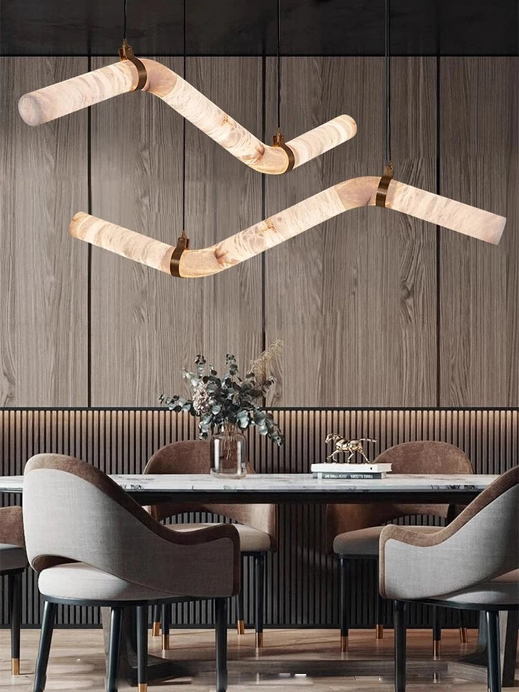 Dimmable LED Marble Art Gold Chrome Ceiling Pendant Lights