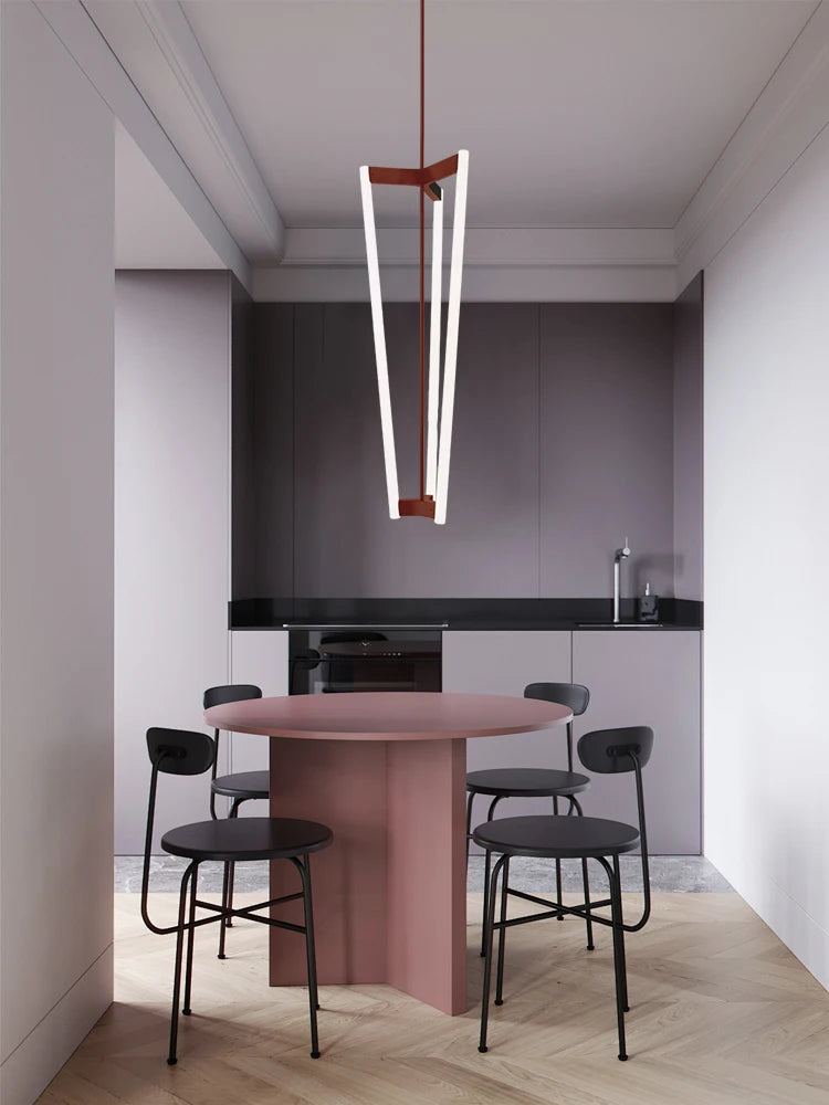Nordic LED Dimmable Black Brass Geometric Chandelier Pendant