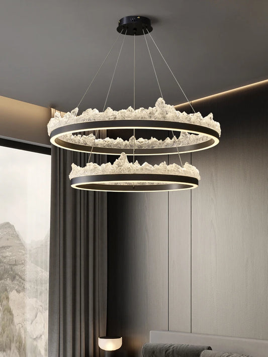 Living Room LED Chandelier Lighting Bedroom Iceberg Round