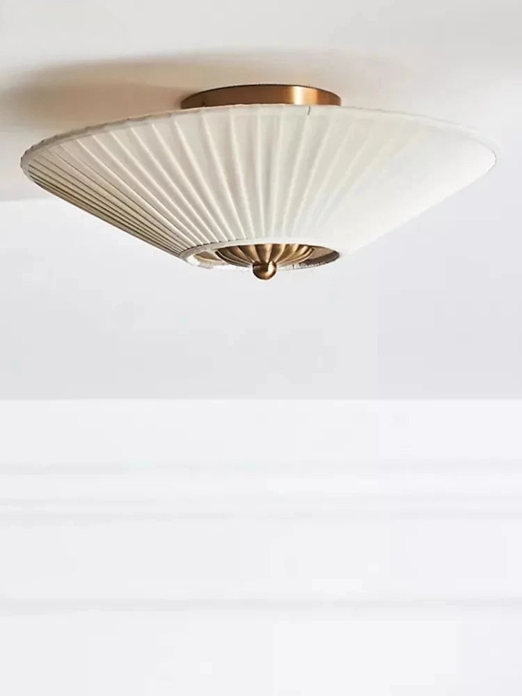 American Vintage Bedroom Ceiling Lamp LED E27 Pleated Fabric