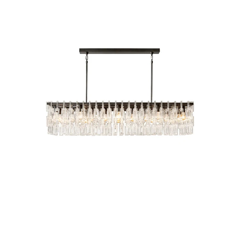 American Rectangular Crystal Brass Chrome E14 LED Chandelier