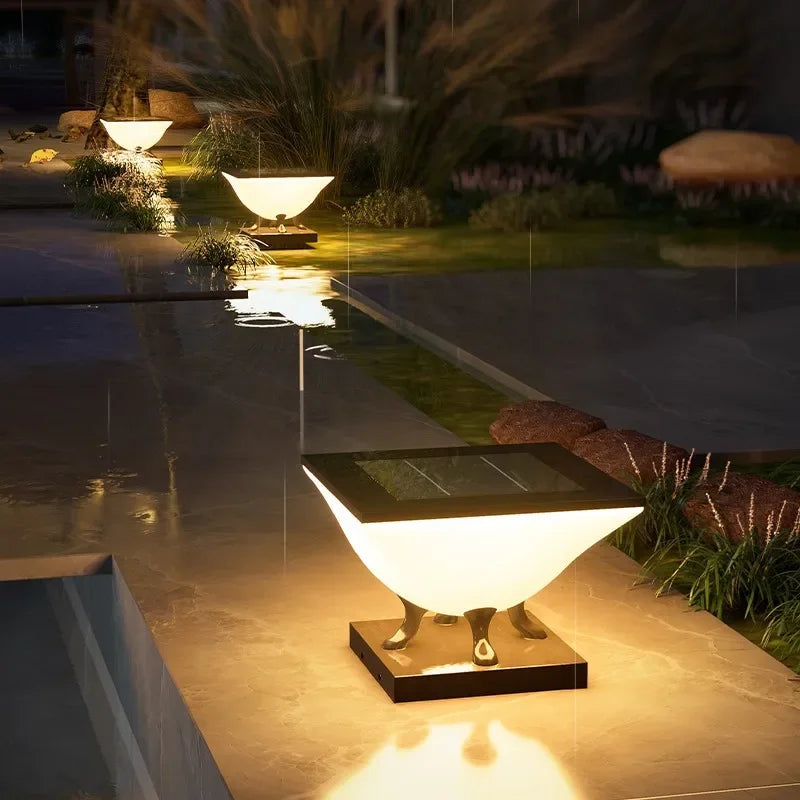 Outdoor Waterproof Solar Pillar Lights Home Villa LED Wall