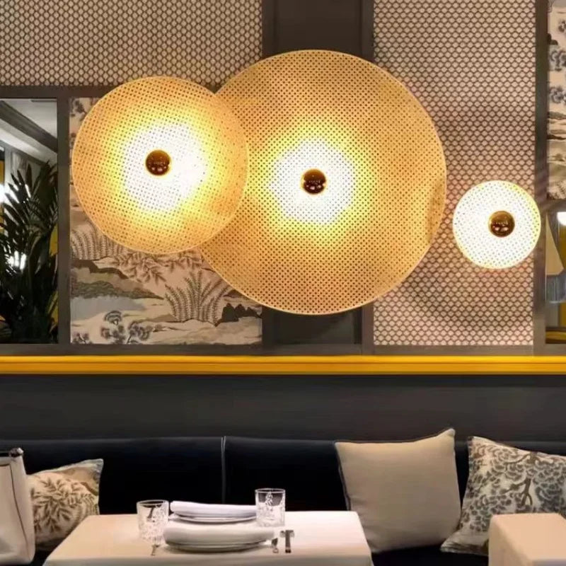 Corridor Woven Rattan Wall Lamp Wabi Sabi Imitation Sconce