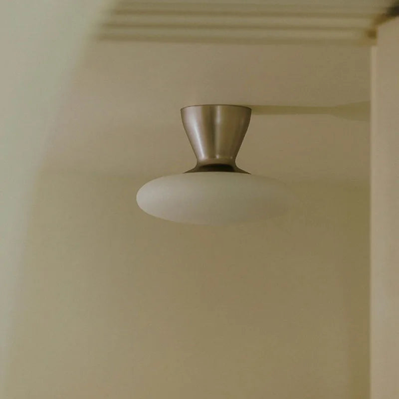 Silver Metal White Glass Ceiling Light G4 Bulb