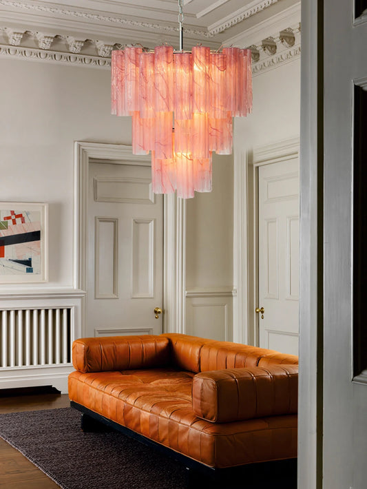 Murano Design Textured Pink Chandelier