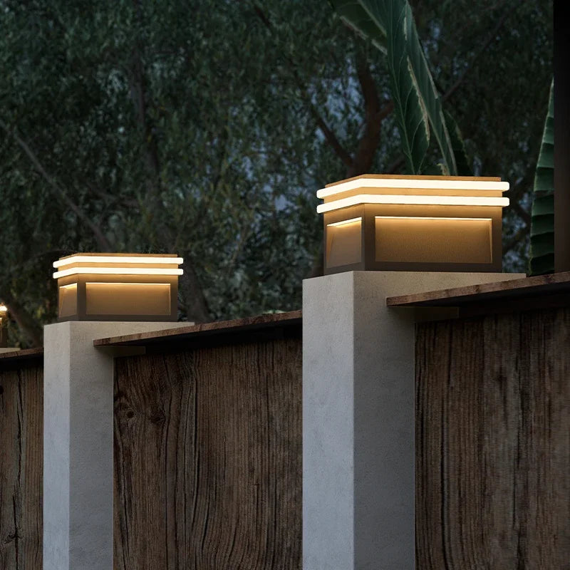Solar Pillar Lights LED Wall Lamp Outdoor Waterproof