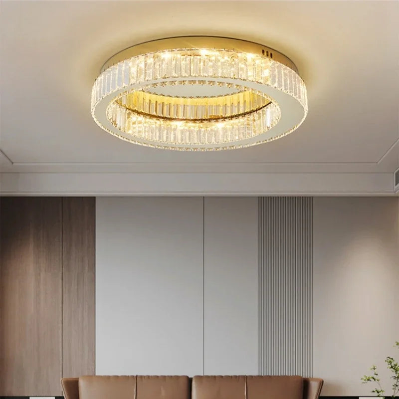 Living Room LED Ceiling Lamp K9 Crystals Dimmable Light