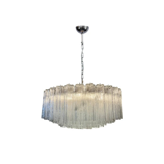 Home French Glass Art Round Dimmable LED Chandelier