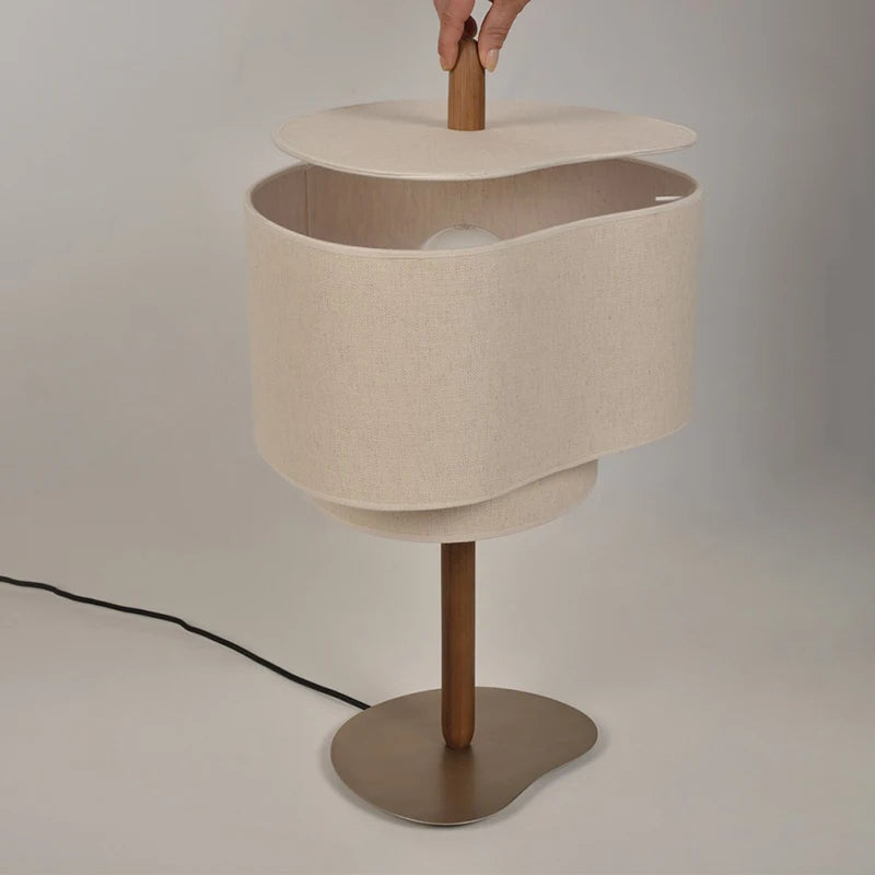 Japanese Wabi Sabi LED Floor Lamp Fabric Shade